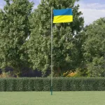 Steag Ucraina cu stâlp din aluminiu, 6,23 m GartenMobel Dekor