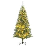 Brad Crăciun artificial, 300 LED/globuri/zăpadă pufoasă, 180 cm GartenMobel Dekor