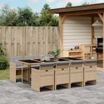 Set de masă pentru grădină, 9 piese, cu perne, bej, poliratan GartenMobel Dekor