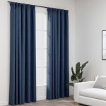 Draperii opace aspect in, cârlige, 2 buc., albastru, 140x245 cm GartenMobel Dekor