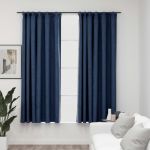 Draperii opace aspect in, cu cârlige 2 buc. albastru 140x175 cm GartenMobel Dekor