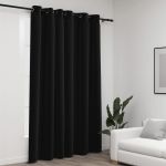 Perdea opacă, aspect pânză, cu ocheți, antracit, 290x245 cm GartenMobel Dekor
