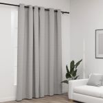 Perdea opacă, aspect pânză, cu ocheți, gri, 290x245 cm GartenMobel Dekor