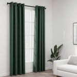 Draperii opace, aspect in, cu ocheți, 2 buc., verde, 140x245 cm GartenMobel Dekor