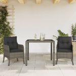 Set mobilier de grădină cu perne, 3 piese, gri, poliratan GartenMobel Dekor