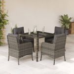 Set mobilier de grădină cu perne, 5 piese, gri, poliratan GartenMobel Dekor