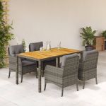 Set mobilier de grădină cu perne, 5 piese, gri, poliratan GartenMobel Dekor