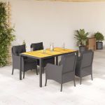 Set mobilier de grădină cu perne, 5 piese, negru, poliratan GartenMobel Dekor