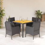 Set mobilier de grădină cu perne, 5 piese, negru, poliratan GartenMobel Dekor