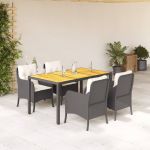 Set mobilier de grădină cu perne, 5 piese, negru, poliratan GartenMobel Dekor