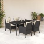 Set mobilier de grădină cu perne, 5 piese, negru, poliratan GartenMobel Dekor