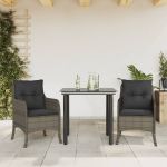 Set mobilier de grădină cu perne, 3 piese, gri, poliratan GartenMobel Dekor