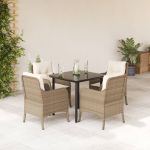 Set mobilier de grădină cu perne, 5 piese, bej, poliratan GartenMobel Dekor