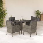 Set mobilier de grădină cu perne, 5 piese, gri, poliratan GartenMobel Dekor