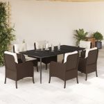 Set mobilier de grădină cu perne, 7 piese, maro, poliratan GartenMobel Dekor