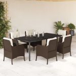 Set mobilier de grădină cu perne, 7 piese, maro, poliratan GartenMobel Dekor