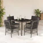 Set mobilier de grădină cu perne, 5 piese, gri, poliratan GartenMobel Dekor
