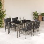 Set mobilier de grădină cu perne, 5 piese, gri, poliratan GartenMobel Dekor
