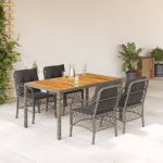 Set mobilier de grădină cu perne, 5 piese, gri, poliratan GartenMobel Dekor