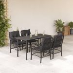 Set mobilier de grădină cu perne, 5 piese, negru, poliratan GartenMobel Dekor