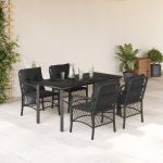 Set mobilier de grădină cu perne, 5 piese, negru, poliratan GartenMobel Dekor