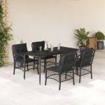 Set mobilier de grădină cu perne, 5 piese, negru, poliratan GartenMobel Dekor