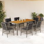 Set mobilier de grădină cu perne, 7 piese, gri, poliratan GartenMobel Dekor