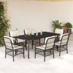 Set mobilier de grădină cu perne, 7 piese, negru, poliratan GartenMobel Dekor