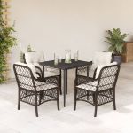 Set mobilier de grădină, 5 piese, cu perne, maro, poliratan GartenMobel Dekor