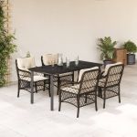 Set mobilier de grădină, 5 piese, cu perne, maro, poliratan GartenMobel Dekor