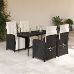 Set mobilier de grădină cu perne, 5 piese, negru, poliratan GartenMobel Dekor