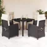 Set mobilier de grădină cu perne, 5 piese, negru, poliratan GartenMobel Dekor