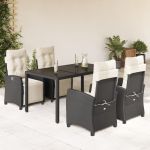 Set mobilier de grădină cu perne, 5 piese, negru, poliratan GartenMobel Dekor