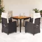 Set mobilier de grădină cu perne, 5 piese, negru, poliratan GartenMobel Dekor
