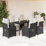 Set mobilier de grădină cu perne, 7 piese, negru, poliratan GartenMobel Dekor