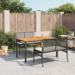 Set mobilier de grădină cu perne, 3 piese, negru, poliratan GartenMobel Dekor
