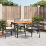 Set mobilier de grădină cu perne, 5 piese, negru, poliratan GartenMobel Dekor