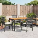 Set mobilier de grădină cu perne, 5 piese, negru, poliratan GartenMobel Dekor