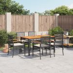 Set mobilier de grădină cu perne, 7 piese, negru, poliratan GartenMobel Dekor