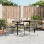 Set mobilier de grădină cu perne, 5 piese, gri, poliratan GartenMobel Dekor