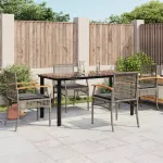 Set mobilier de grădină cu perne, 5 piese, gri, poliratan GartenMobel Dekor