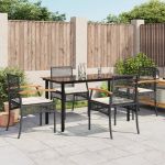 Set mobilier de grădină cu perne, 5 piese, negru, poliratan GartenMobel Dekor