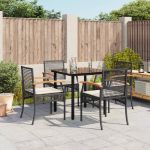 Set mobilier de grădină cu perne, 5 piese, negru, poliratan GartenMobel Dekor
