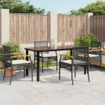 Set mobilier de grădină cu perne, 5 piese, negru, poliratan GartenMobel Dekor