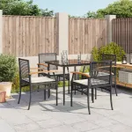 Set mobilier de grădină cu perne, 5 piese, negru, poliratan GartenMobel Dekor