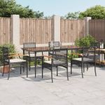 Set mobilier de grădină cu perne, 7 piese, negru, poliratan GartenMobel Dekor
