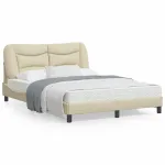 Cadru de pat cu lumini LED, crem, 120x200 cm, textil GartenMobel Dekor