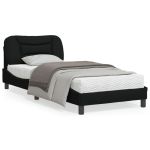 Cadru de pat cu lumini LED, negru, 90x190 cm, textil GartenMobel Dekor
