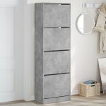 Dulap de pantofi 4 sertare rabatabile, gri beton, 60x34x187,5cm GartenMobel Dekor