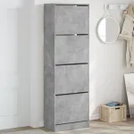 Dulap de pantofi 4 sertare rabatabile, gri beton, 60x34x187,5cm GartenMobel Dekor